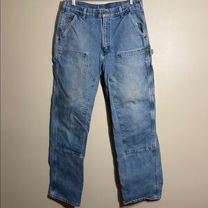 Vintage Carhartt B73 DST 34x32 Loose Original Fit Double Knee Denim Logger Jeans